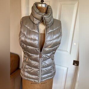 Calvin Klein Metallic Silver Quilted Puffer Vest